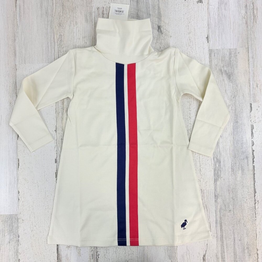 Beaufort Bonnet Company Tatum Turtleneck Dress White Blue Red Stripe Sz 4T NWT